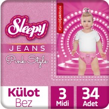 Sleepy Pink Jeans Külot Bez 3 Numara Midi 34 Adet