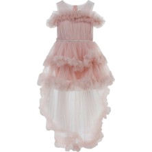 Civil Girls Kız Çocuk Abiye 6-14 Yaş Gül Renkli Kolsuz Özel Olay İçin Şık Tasarım