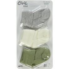 Civil Baby Bebek 3'lü Çorap Set 0-24 Ay Krem