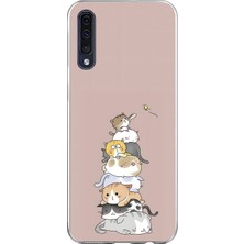 Dali Design Samsung Galaxy A70 Uyumlu Şeffaf Kılıf Kedişler 1 Tasarımlı
