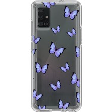 Dali Design Samsung Galaxy A71 Uyumlu Şeffaf Kılıf Kelebek 3 Tasarımlı