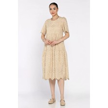 Dantel Işlemeli Kadın Kısa Kol Elbise P-00016405