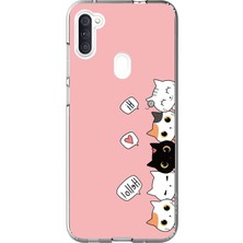 Dali Design Samsung Galaxy A11 Uyumlu Şeffaf Kılıf Kedişler 2 Tasarımlı