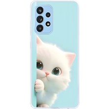 Dali Design Samsung Galaxy A52 Uyumlu Şeffaf Kılıf 2 Peluş Kedi Tasarımlı