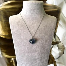 Kalp Lacivert Uçlu Doğal Taş Kolye