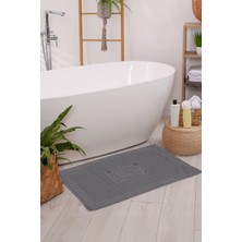 Homedius Banyo Çiçekli Pamuklu Ayak Havlusu 50X70CM Antrasit 2'li