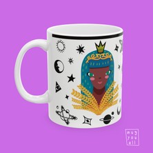 Başak Burcu Virgo Astroloji Temalı Özel Çizim Tasarım Hediyelik Porselen Kahve Kupası