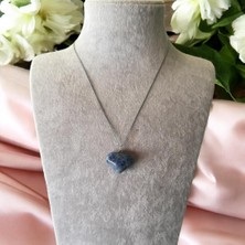 Kalp Mavi Lapis Uçlu Doğal Taş Kolye