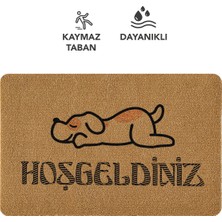 Coco Entry PS028A Köpekli Hoşgeldiniz Desen Kalın Kaymaz Taban Nem Alıcı Şık Kapı Önü Paspası
