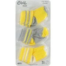 Civil Baby Bebek 3'lü Çorap Set 0-24 Ay Sarı