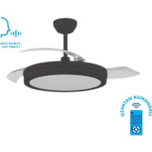 Vanti 30W 42" Inç Siyah Modern 3 Renk Kumandalı Ledli Dekoratif Tavan Vantilatörü KCF306