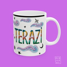 Terazi Burcu Libra Astroloji Temalı Özel Çizim Tasarım Hediyelik Porselen Kahve Kupası
