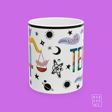 Terazi Burcu Libra Astroloji Temalı Özel Çizim Tasarım Hediyelik Porselen Kahve Kupası