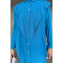 Önü Katlamalı Taşlı Tesettür Tunik Pantolon Ikili Takım P-00017624
