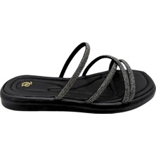 Velourae - Kadın Taşlı Terlik - Siyah - 39