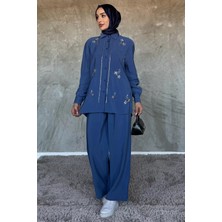 Kadın Boncuk Işlemeli Tesettür Gömlek Pantolon Ikili Takım P-00017337