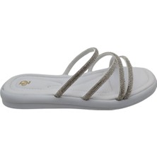 Velourae - Kadın Taşlı Terlik - Beyaz - 39