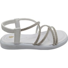 Velourae - Kadın Taşlı Sandalet - Beyaz - 39