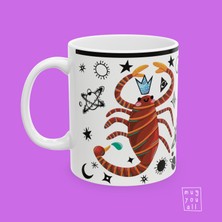 Akrep Burcu Scorpio Astroloji Temalı Özel Çizim Tasarım Hediyelik Porselen Kahve Kupası