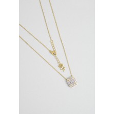 Baget Işıltısı 18 Ayar Sarı Altın Kaplama 45 cm Gümüş Kolye