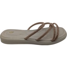 Velourae - Kadın Taşlı Terlik - Bej - 39