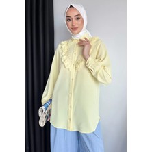 Güpür Detaylı Fırfırlı Tesettür Gömlek P-00017549