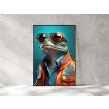 Metal Çerçeveli Gerçek Camlı Tablo Kurbağa "lark"