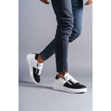 ET155 Warrior Bağcıklı ve Fermuarlı Cilt Erkek Günlük Sneaker Ayakkabı Bt - Beyaz/siyah