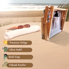 Ahşap Plaj Gölgeliği, Premium Güneşlik, Taşınabilir Katlanabilir