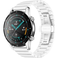 Good Case Amazfit Gtr 3 (46MM) Uyumlu 22MM Düz Parça Seramik Metal Kordon-16 Beyaz