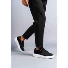 ET155 Warrior Bağcıklı ve Fermuarlı Cilt Süet Erkek Günlük Sneaker Ayakkabı Bt - Siyah
