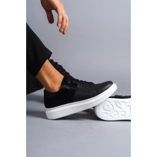 ET155 Warrior Bağcıklı ve Fermuarlı Cilt Süet Erkek Günlük Sneaker Ayakkabı Bt - Siyah