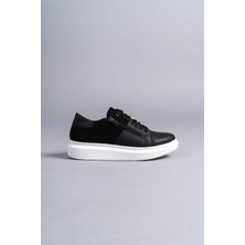 ET155 Warrior Bağcıklı ve Fermuarlı Cilt Süet Erkek Günlük Sneaker Ayakkabı Bt - Siyah