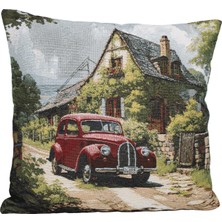 BELIEVE BRENDON JAKARLI DOKUMA GOBLEN DEKORATİF  RED CAR KIRLENT KILIFI 45*45