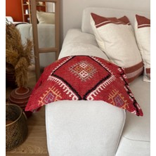 Pıtrak Desenli Kırmızı El Çantası, El Dokuma Kilimden Yapılan Kilim Çanta, Küçük Boy Şık ve Kullanışlı Çanta