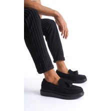 ET154 Blaze Bağcıksız Püsküllü Süet Erkek Günlük Spor Klasik Ayakkabı St - Siyah