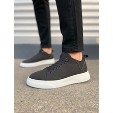 JY204 Flex Bağcıklı Keten Kumaş Erkek Günlük Sneaker Ayakkabı Kbt - Siyah