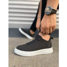 JY204 Flex Bağcıklı Keten Kumaş Erkek Günlük Sneaker Ayakkabı Kbt - Siyah