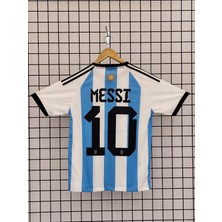 Arjantin Messi Mavi Çubuklu Dünya Kupası Unisex Kısa Kollu Yetişkin Futbol Forması