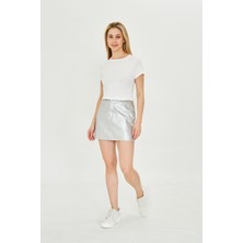 Kadın Örme Ribana Crop T-Shirt