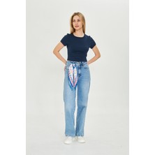 Kadın Örme Ribana Crop T-Shirt