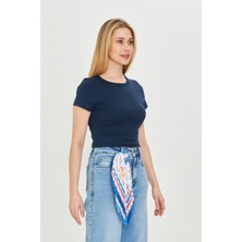 Kadın Örme Ribana Crop T-Shirt