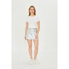 Kadın Örme Ribana Crop T-Shirt