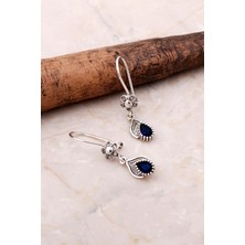 Sümer Telkari Telkari İşlemeli Elişi Gümüş Safir Küpe