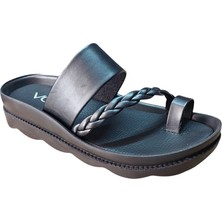 Voga 1724 Siyah Cilt Parmak Arası Comfort Casual Anatomik Terlik