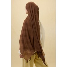 Lilyum Çikolata Kahve Saçak Püsküllü Pamuklu Şal