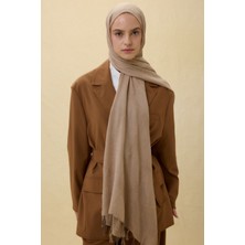 Lilyum Açık Vizon Saçak Püsküllü Pamuklu Şal