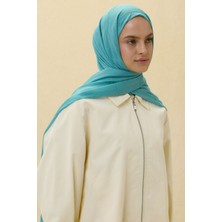 Lilyum Su Yeşili Saçak Püsküllü Pamuklu Şal