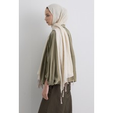 Drew Krem Bohem Uzun Saçaklı Pamuklu Şal