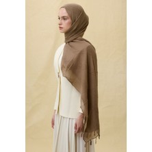 Lilyum Koyu Camel Saçak Püsküllü Pamuklu Şal